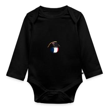 France Countryball Napoleon Hut - Organic Longsleeve Baby Bodysuit - black - Front