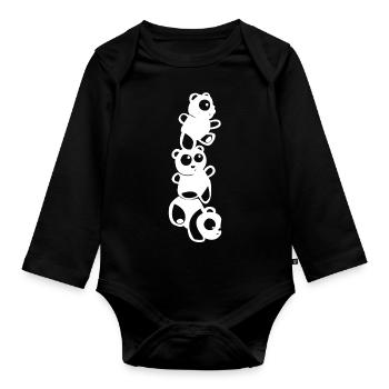 Panda panda animal cute sweet cuddly - Organic Longsleeve Baby Bodysuit - black - Front