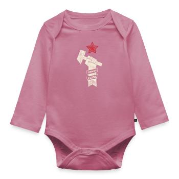 Working class Sputnik Gagarin Russia Astronaut - Organic Longsleeve Baby Bodysuit - mauve - Front
