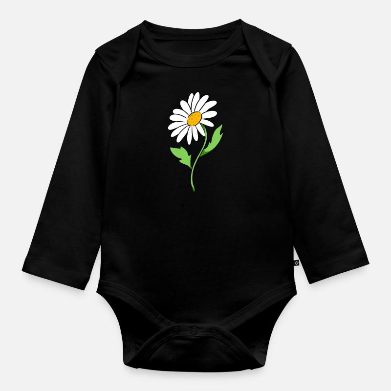 Gänseblümchen - Baby Bio-Langarm-Body - Schwarz