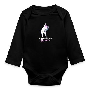 Poledance Einhorn Pole Tänzerin Stangentanz - Baby Bio-Langarm-Body - Schwarz - Vorne