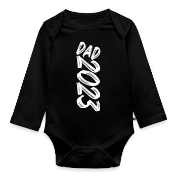 DAD 2023 Vater Baby Geburt Vatertag Papa 2023 - Baby Bio-Langarm-Body - Schwarz - Vorne