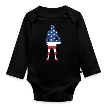 Sport Us Flag Jorkyball - Organic Longsleeve Baby Bodysuit - black - Front