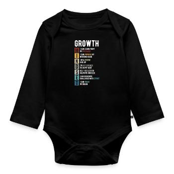 Growth Mindset Definition - Motivational Quote Ins - Organic Longsleeve Baby Bodysuit - black - Front
