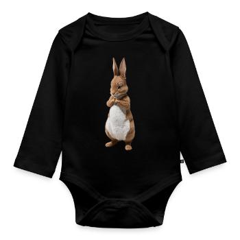 Niedlicher Hase braun 21 - Baby Bio-Langarm-Body - Schwarz - Vorne