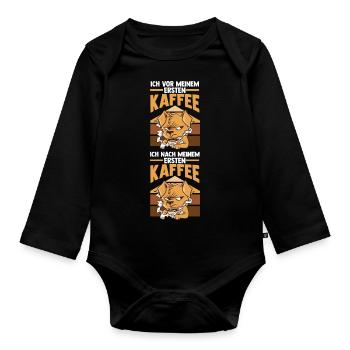 Suivez-moi devant mon premier café - Body Bébé bio manches longues - noir - Devant