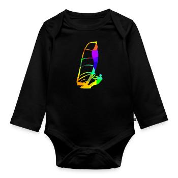 Planche à voile Arc-en-ciel Couleurs Sports - Body Bébé bio manches longues - noir - Devant