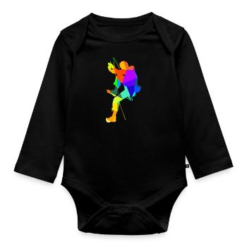 Klettern Bouldern Regenbogen Farben Polygon Sport - Baby Bio-Langarm-Body - Schwarz - Vorne