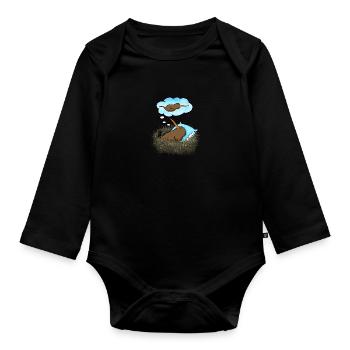 Kiwi oiseau rêvant - Body Bébé bio manches longues - noir - Devant