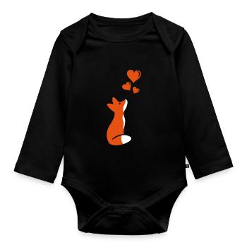 fox love - Baby Bio-Langarm-Body - Schwarz - Vorne