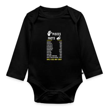 Sternzeichen Fische - Baby Bio-Langarm-Body - Schwarz - Vorne