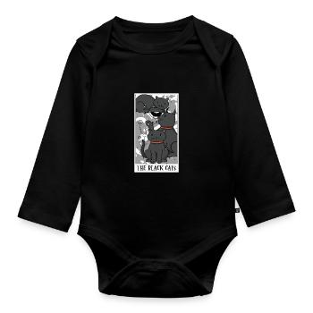 Drôle La carte de tarot des chats noirs Le tarot du chat - Body Bébé bio manches longues - noir - Devant