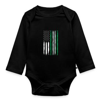 Vintage Half American Half Nigerian Flag For - Organic Longsleeve Baby Bodysuit - black - Front