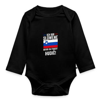 Slovènes Slovénie - Body Bébé bio manches longues - noir - Devant