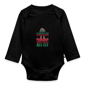 Weihnachtsmann Weihnachten Weihnachtsfest Elf - Baby Bio-Langarm-Body - Schwarz - Vorne
