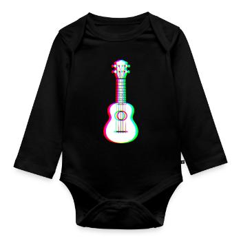 EDM - Acoustic Guitar - Glitch Rave Style - Organic Longsleeve Baby Bodysuit - black - Front
