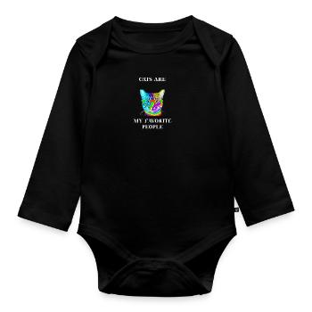 Cat Cats are my favorite people gift idea - Organic Longsleeve Baby Bodysuit - black - Front