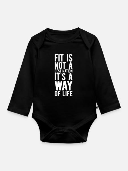 Fitness Spruch - Langærmet babybody, økologisk bomuld - sort