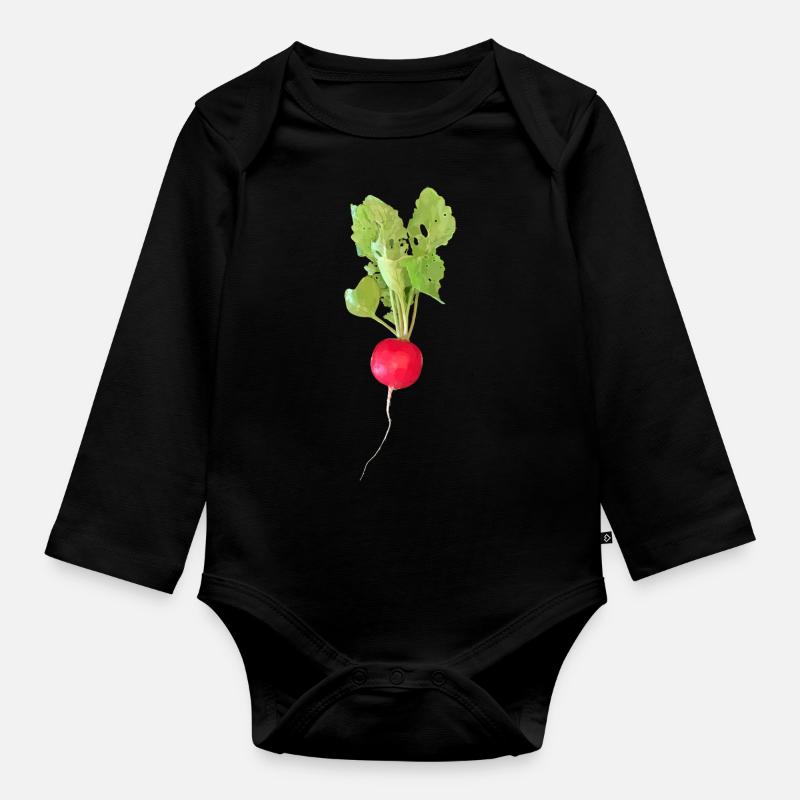 Radieschen - Baby Bio-Langarm-Body - Schwarz