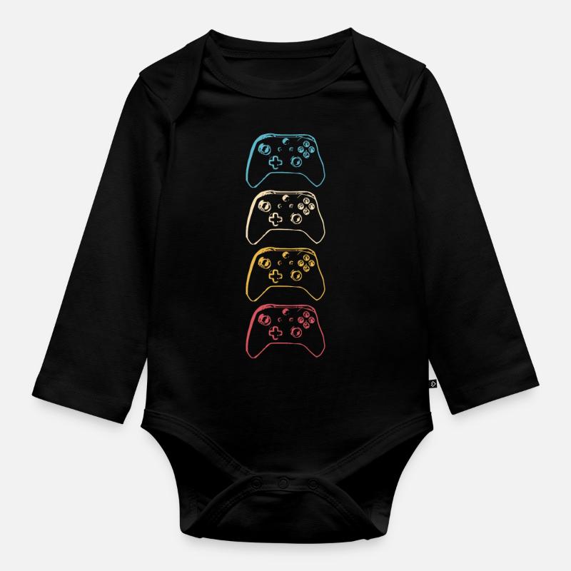 Gamer Controller Gaming rétro Jeux vidéo Jeu 3 - Body Bébé bio manches longues - noir