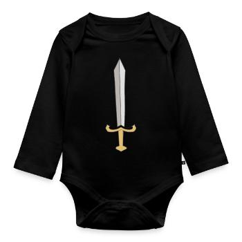 Sword - Organic Longsleeve Baby Bodysuit - black - Front