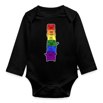 Conception de porc de drapeau LGBT + pour les personnes LGBT + - Body Bébé bio manches longues - noir - Devant