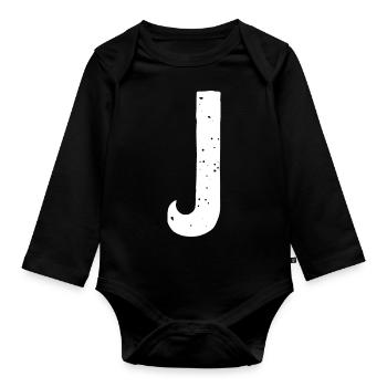 Lettre J - Body Bébé bio manches longues - noir - Devant