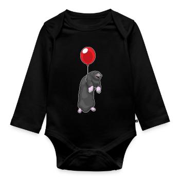 Ballon taupe - Body Bébé bio manches longues - noir - Devant