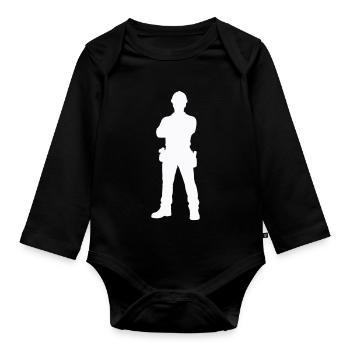 Construction Worker Construction Silhouette - Organic Longsleeve Baby Bodysuit - black - Front