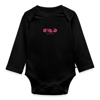 North Shore Oahu Hawaii Hibiscus Flower - Organic Longsleeve Baby Bodysuit - black - Front