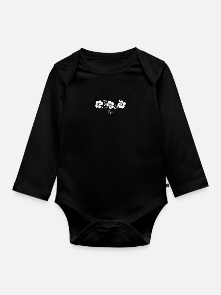 Fidji Polynésie Hibiscus Fleur - Body Bébé bio manches longues - noir