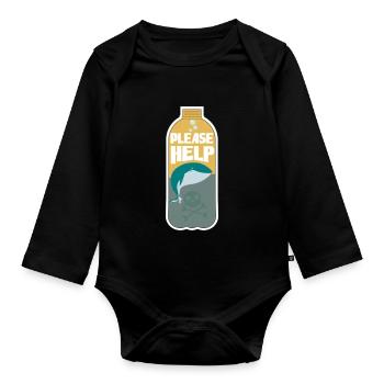 Recyclage Environnement co2 Changement climatique Planète Nature - Body Bébé bio manches longues - noir - Devant