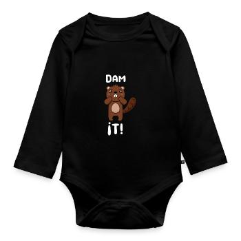 Bieber Rodent Funny Saying - Organic Longsleeve Baby Bodysuit - black - Front