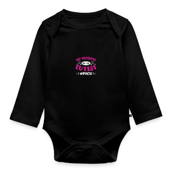 Kinderkrankenschwester PICU Krankenschwester - Baby Bio-Langarm-Body - Schwarz - Vorne
