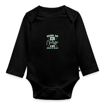 Krankenschwester in der Notaufnahme - Baby Bio-Langarm-Body - Schwarz - Vorne