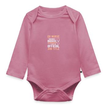 Nurse in the emergency room - Organic Longsleeve Baby Bodysuit - mauve - Front