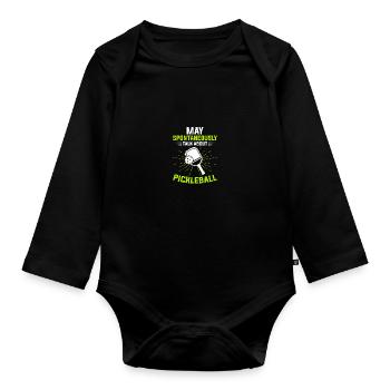 Pickle Ball Pickleball Kitchen - Organic Longsleeve Baby Bodysuit - black - Front