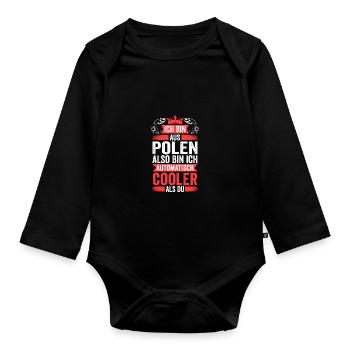 Pole Polnisch Polen - Baby Bio-Langarm-Body - Schwarz - Vorne