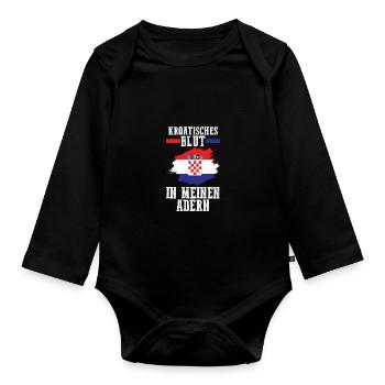 Kroate Kroatisch Kroatien - Baby Bio-Langarm-Body - Schwarz - Vorne