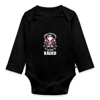 Santa Claus Motorcycle Christmas Party Christmas - Organic Longsleeve Baby Bodysuit - black - Front