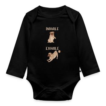 Inspirer, Expirer - Carlin, Yoga, Exercice, Sports canins - Body Bébé bio manches longues - noir - Devant