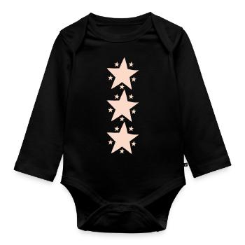 Stars Pink Triple - Organic Longsleeve Baby Bodysuit - black - Front