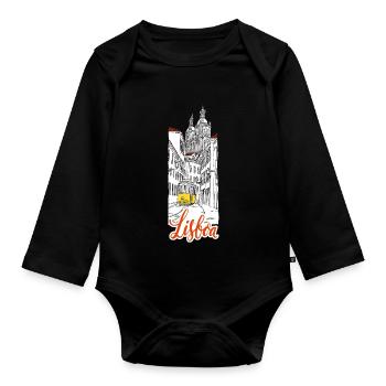 Lisbonne - Body Bébé bio manches longues - noir - Devant