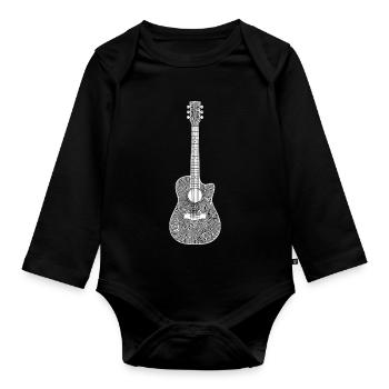 Abstrakte Gitarrenkunst Musikdesign - Baby Bio-Langarm-Body - Schwarz - Vorne