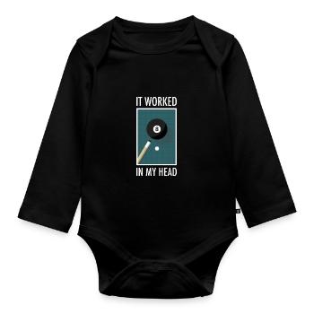 Billiards Pool Gift Funny - Organic Longsleeve Baby Bodysuit - black - Front