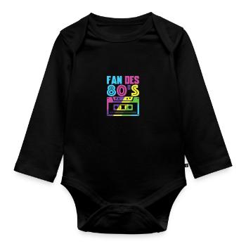 fan des 80s - Body Bébé bio manches longues - noir - Devant