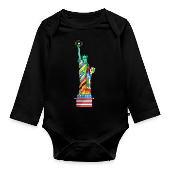 Anti-Racism Racism - Human Rights - Organic Longsleeve Baby Bodysuit - black - Front