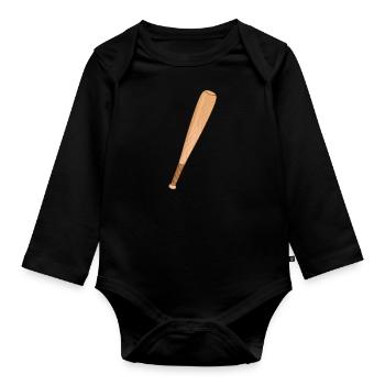Baseball bat - Organic Longsleeve Baby Bodysuit - black - Front
