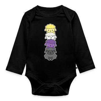 Nichtbinäres Flaggenschaf-Design für stolze Enbys - Baby Bio-Langarm-Body - Schwarz - Vorne