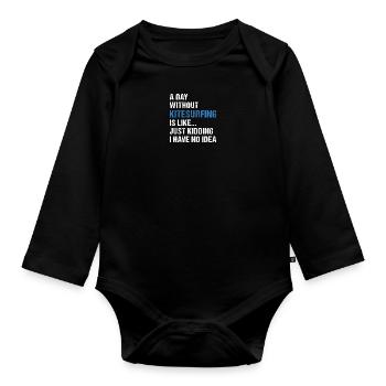 Sport Une journée sans kitesurf - Body Bébé bio manches longues - noir - Devant